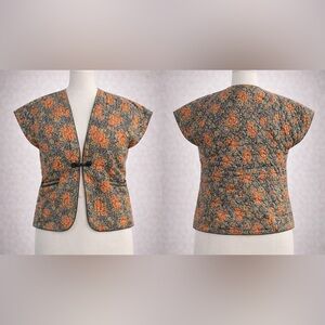 Vintage 70’s80’s, quilted, floral print vest/jacket - pockets fits M-XL